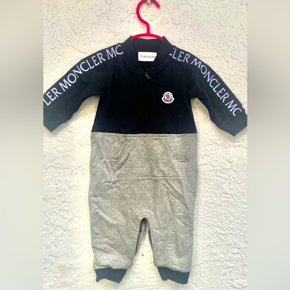 Baby MONCLER Two tone baseball-Collar  coverall, size 6-9months